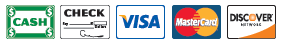 We Accept Cash, Check, Visa, MasterCard, Discover