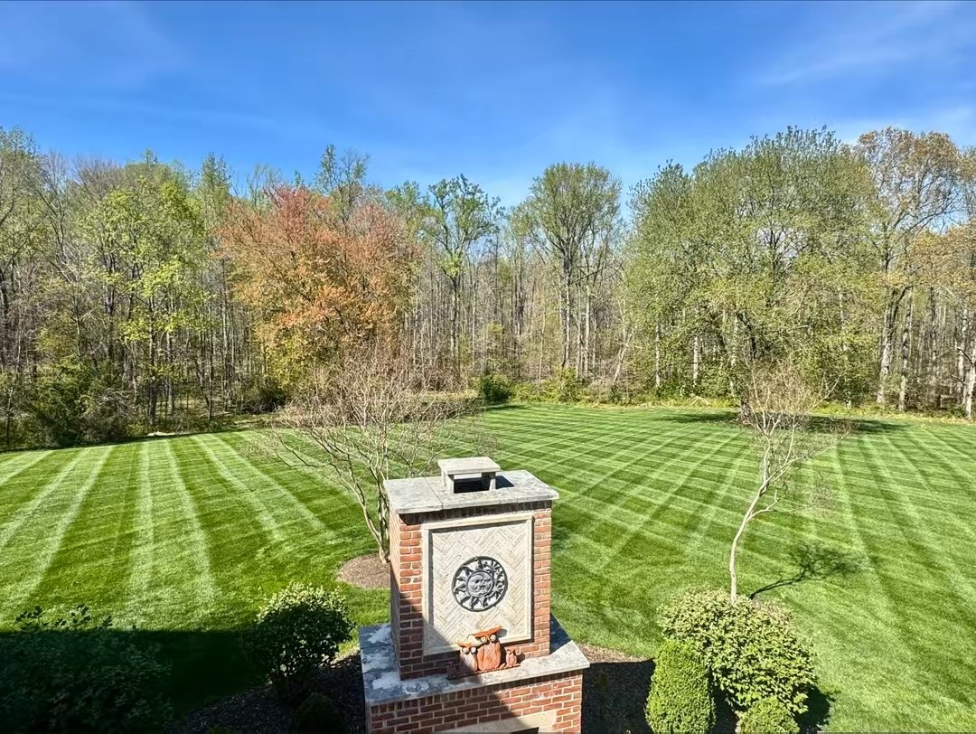 freshly mowed large lawn